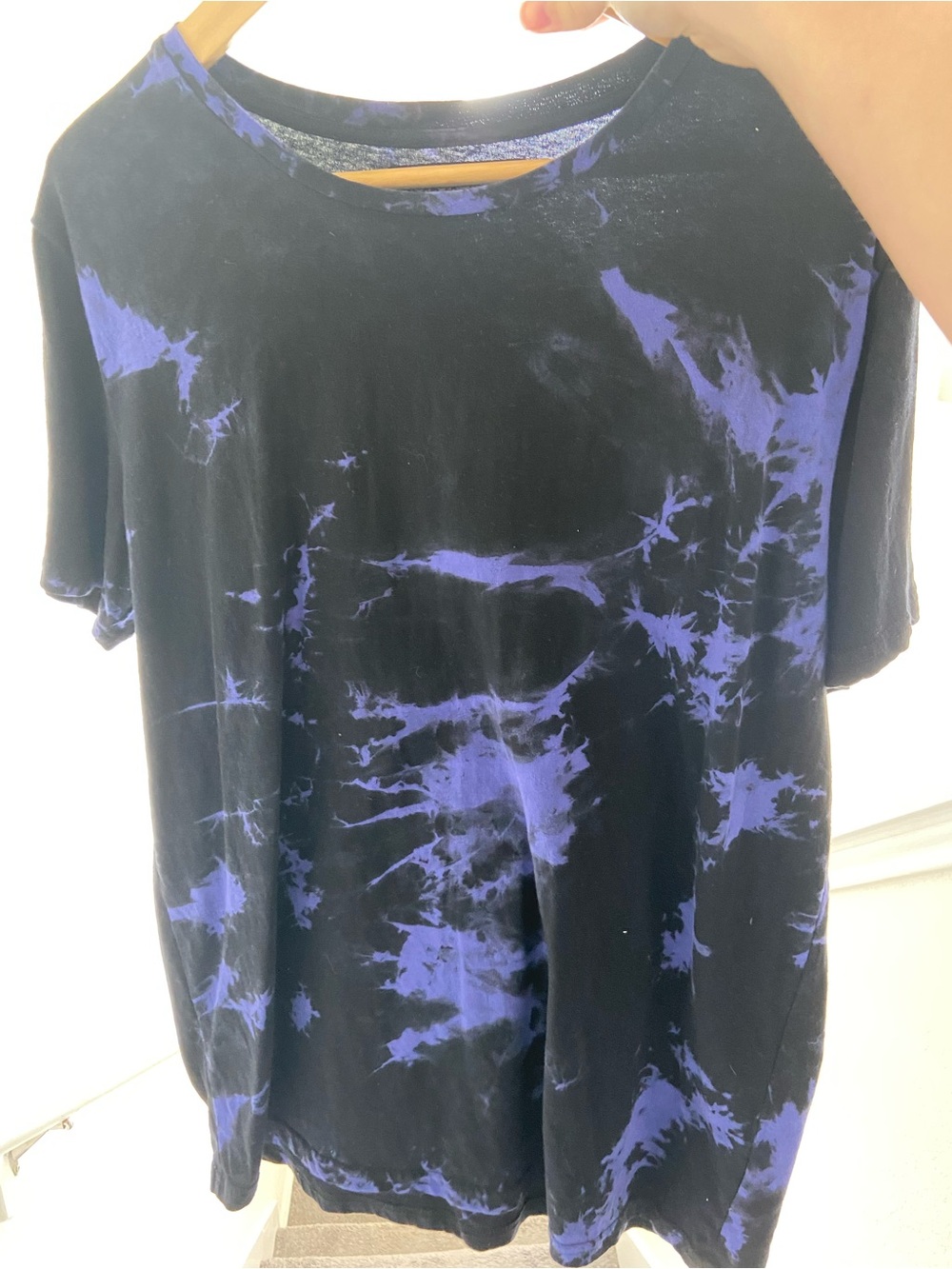 NWOT Disturbia Large Black & Purple Tie-Dye Crewneck Tee